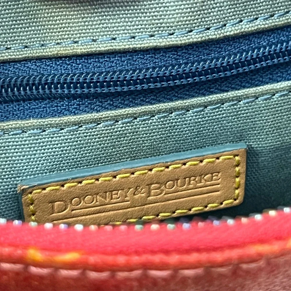 Y2K Dooney & Bourke Red Monogram Small Shoulder‎ Bag Heart Charm Rainbow Zip